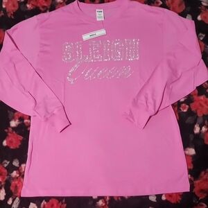 PINK Campus Cotton  Long Sleeve Graphic Tee Size XL NWT